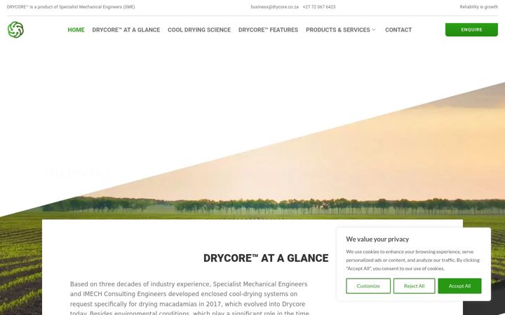 Képernyőkép: drycore.co.za