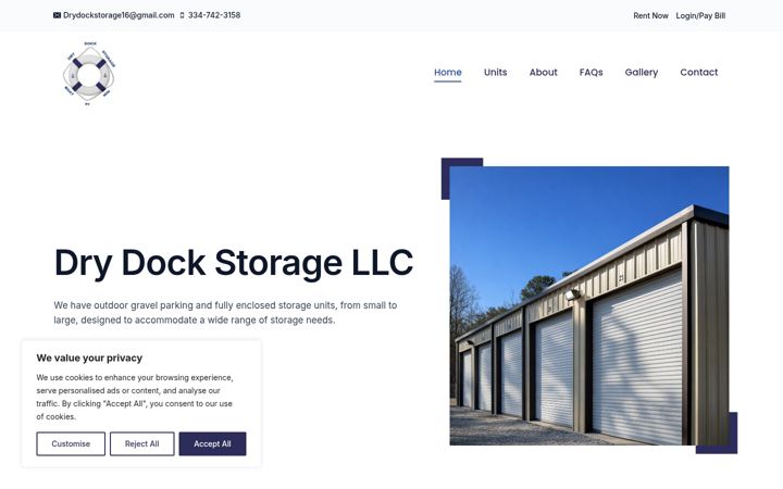 Screenshot of drydockstoragellc.com