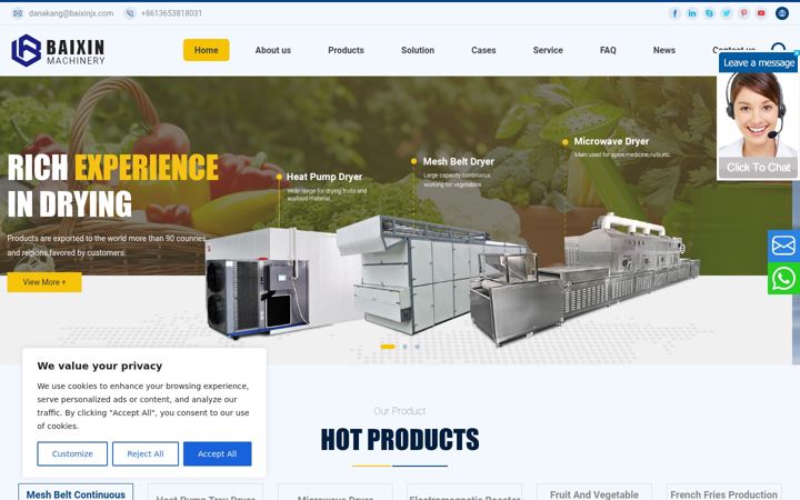Screenshot of dryersmanufacturer.com