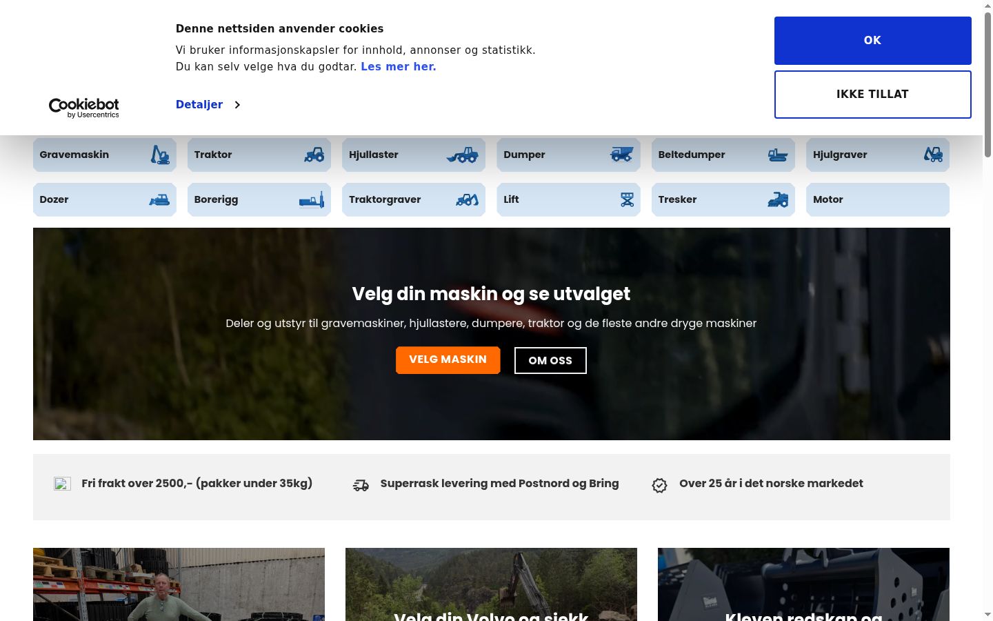 Skærmbillede af samtykkebanneret, som det blev vist før nogen interaktion