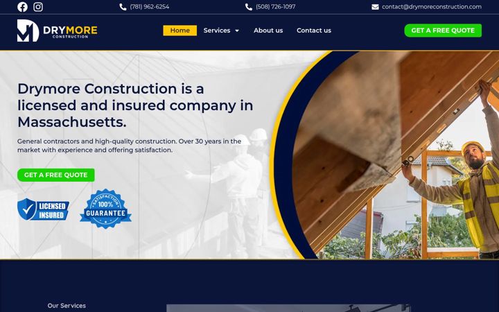 Screenshot of drymoreconstruction.com