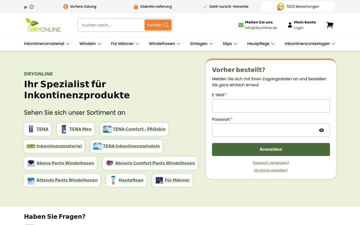 Snimka zaslona za dryonline.de