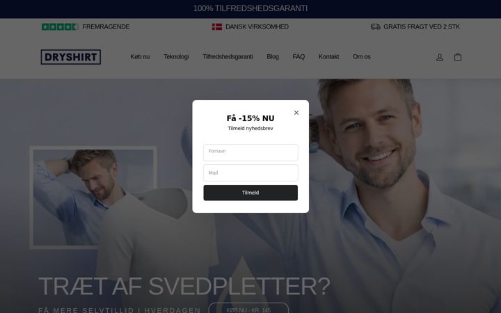 Snimka zaslona za dryshirt.dk