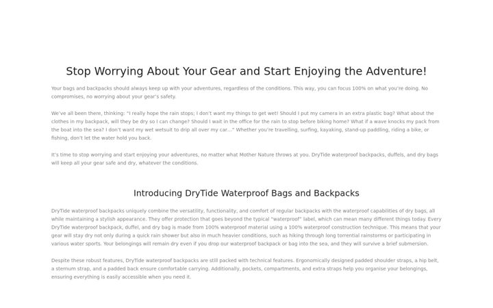 Screenshot of drytidegear.com