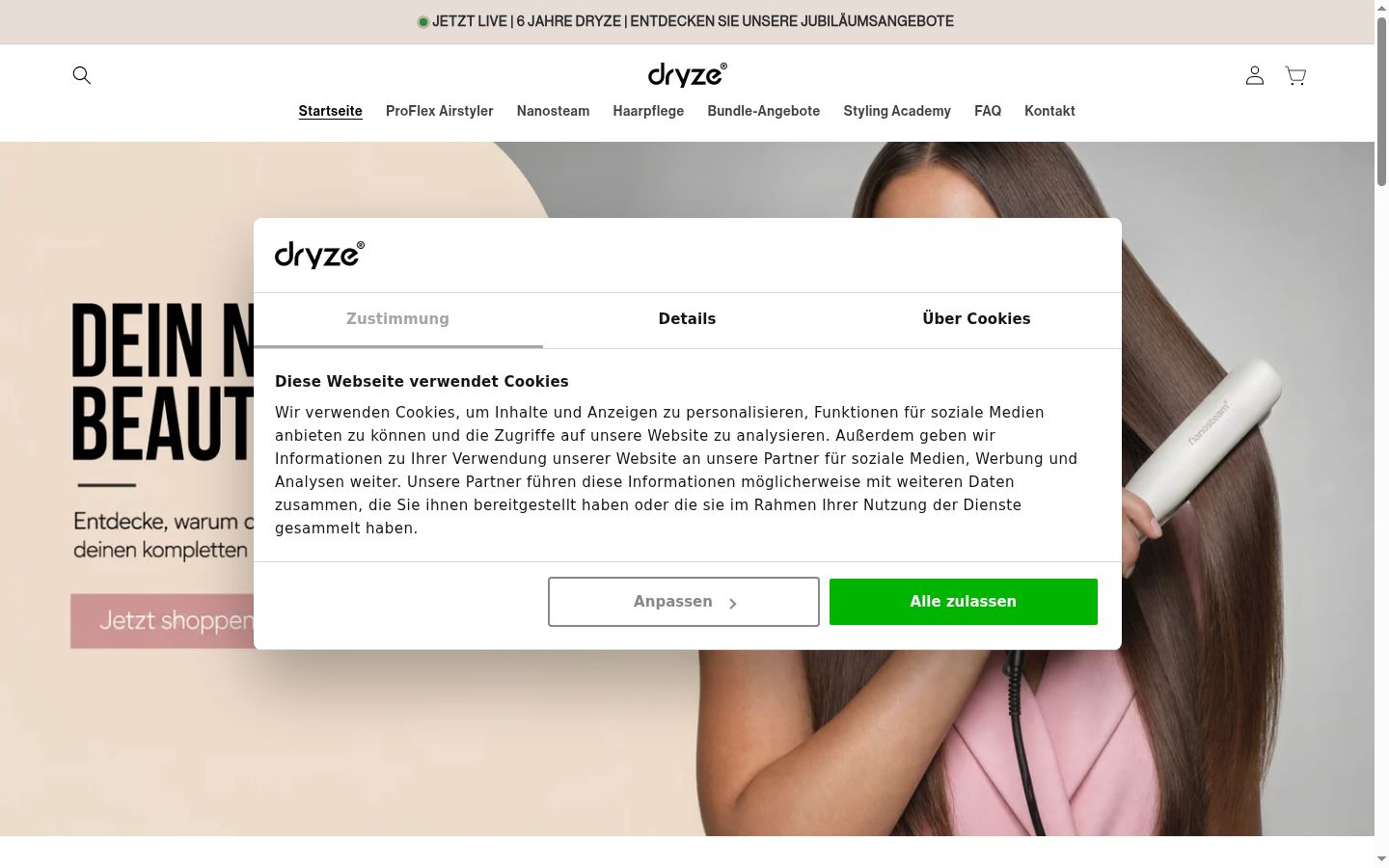 Snimka zaslona bannera za privolu prikazanog prije bilo kakve interakcije