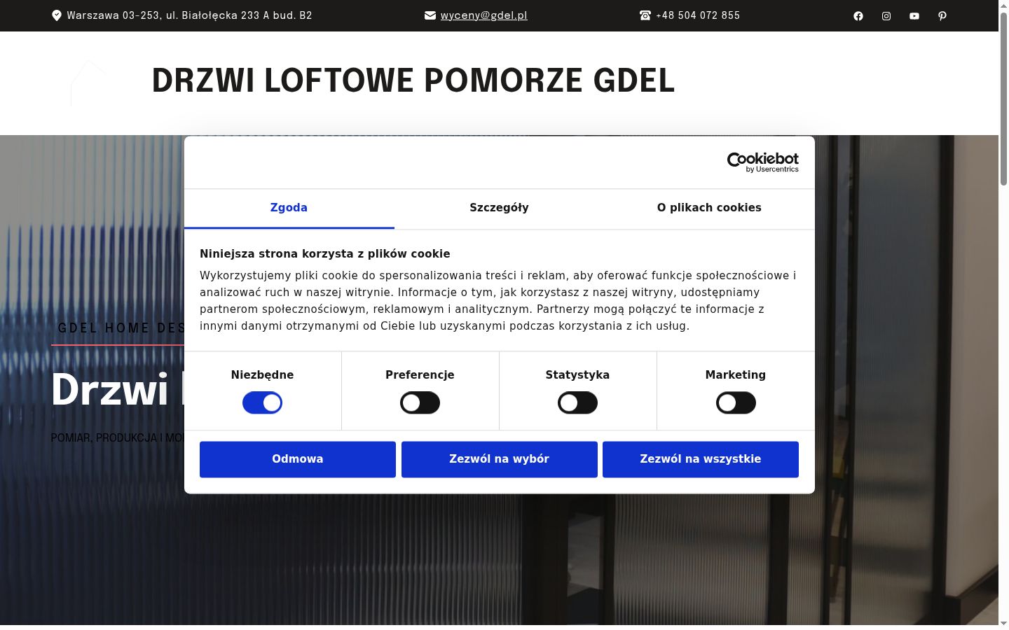 Captura de ecrã do banner de consentimento apresentado antes de qualquer interação