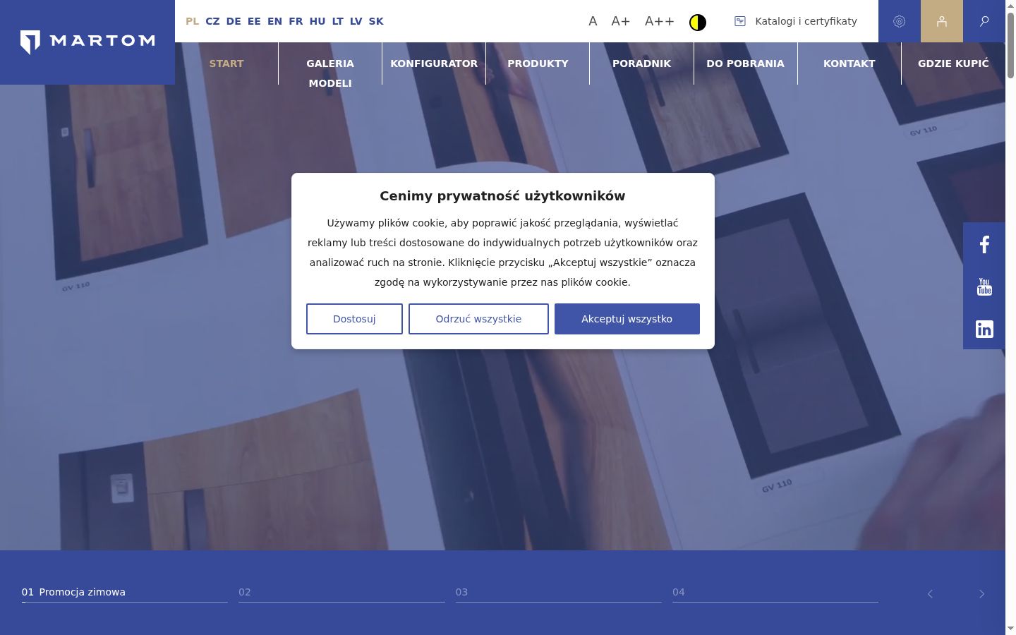 Captura de ecrã do banner de consentimento apresentado antes de qualquer interação