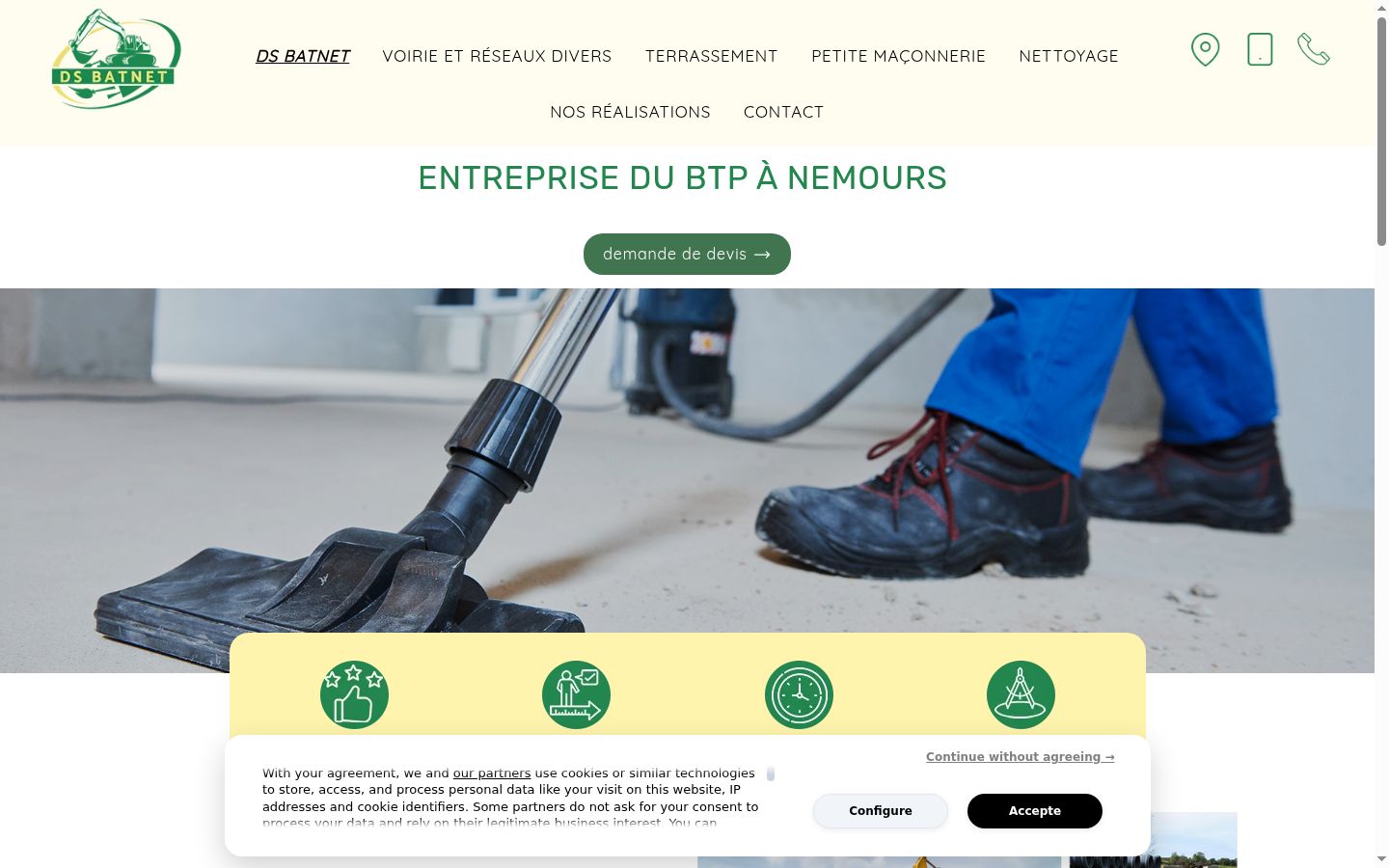 Capture d'écran de la bannière de consentement affichée avant toute interaction