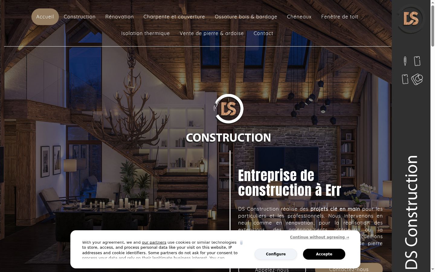 Capture d'écran de la bannière de consentement affichée avant toute interaction