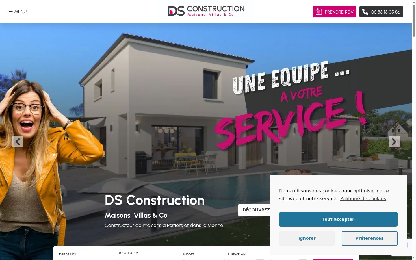 Capture d'écran de la bannière de consentement affichée avant toute interaction