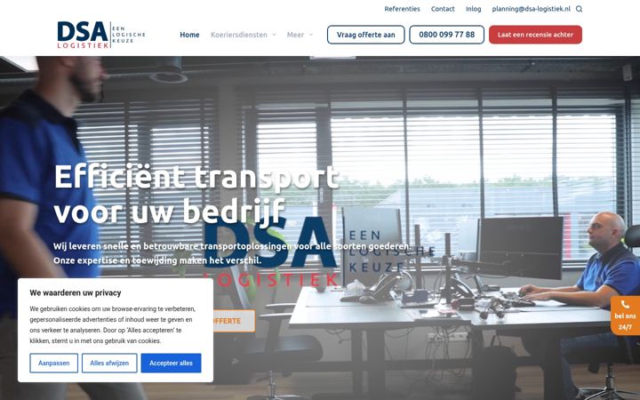 Screenshot di dsa-logistiek.nl