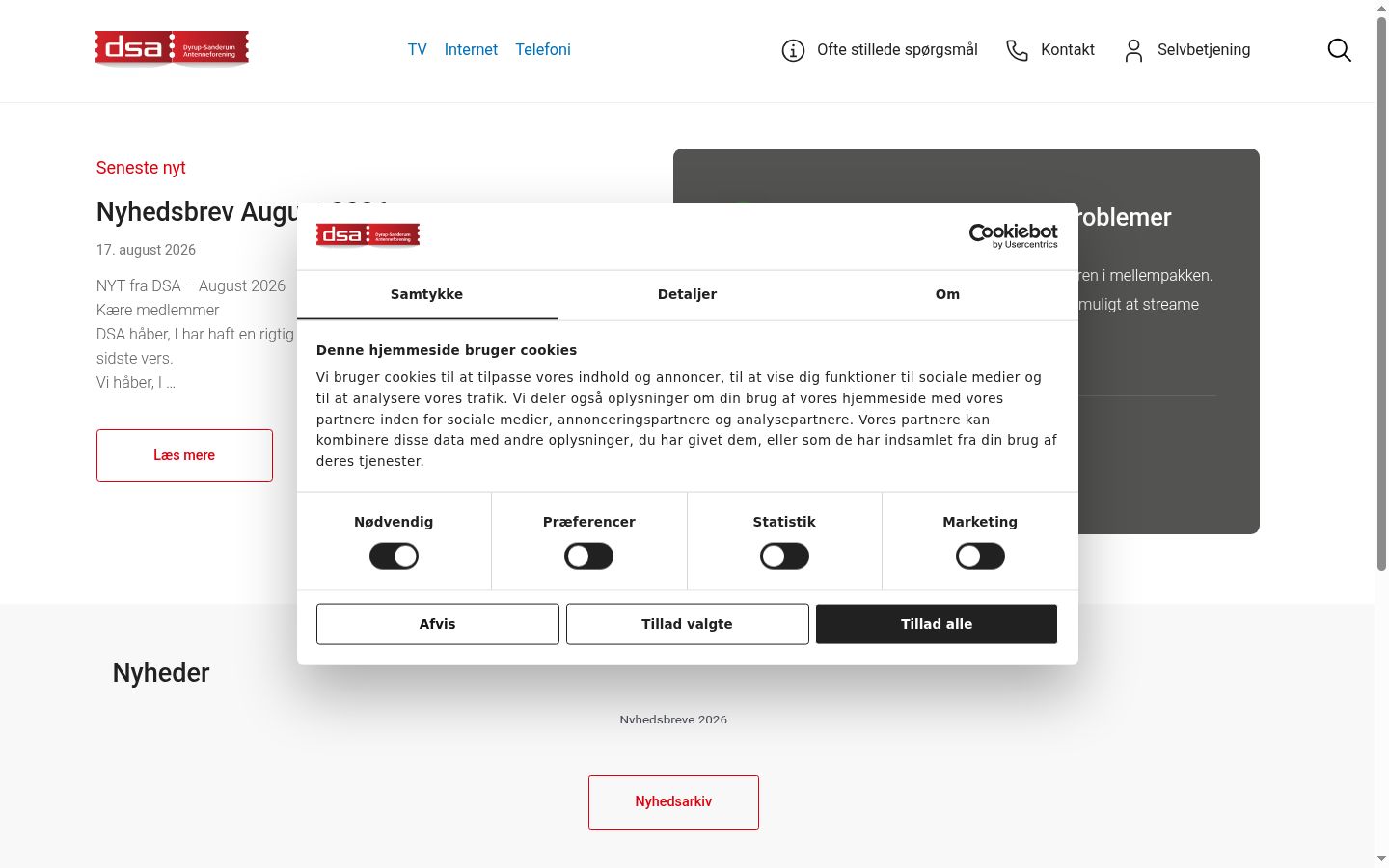 Skjermbilde av samtykkebanneret slik det vises før noen interaksjon