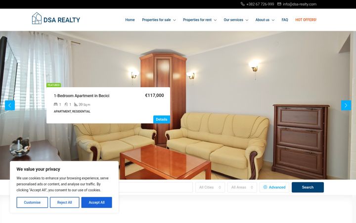 Screenshot of dsa-realty.com