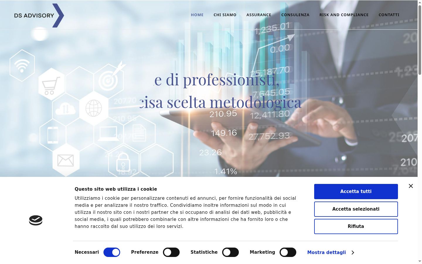 Screenshot del banner di consenso mostrato prima di qualsiasi interazione