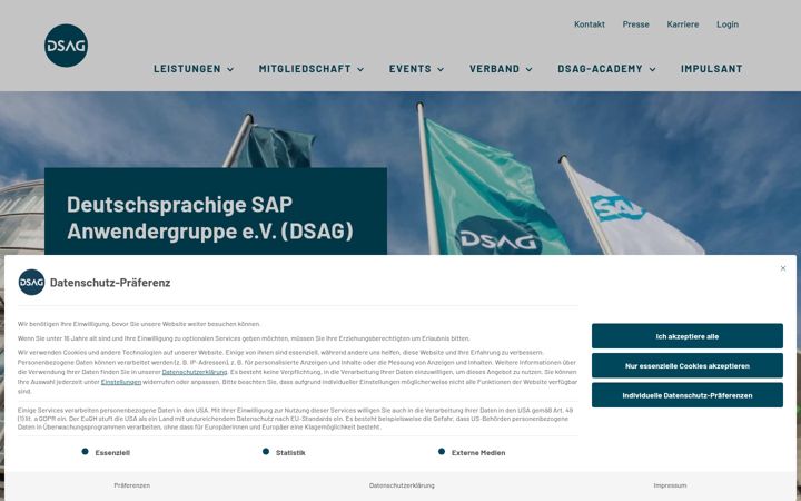 Screenshot of dsag.de