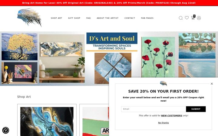 Screenshot of dsartandsoul.com