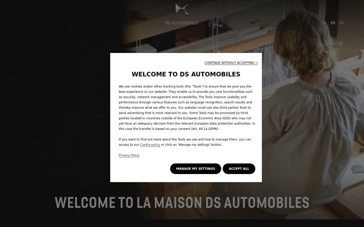 Screenshot of dsautomobiles.com