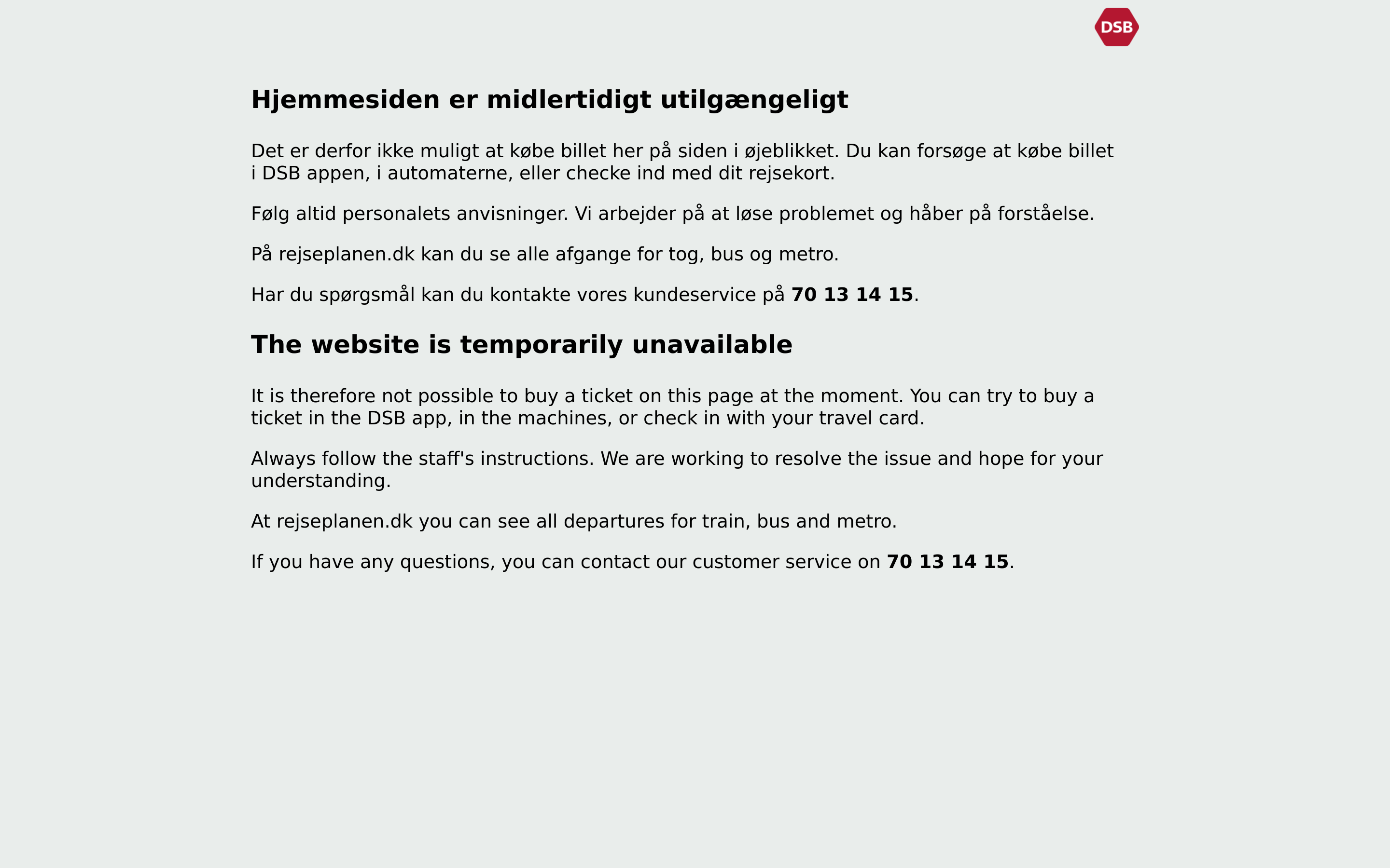 Screenshot of DSB