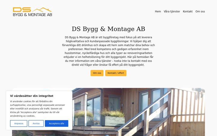 Screenshot ta' dsbyggmontage.se