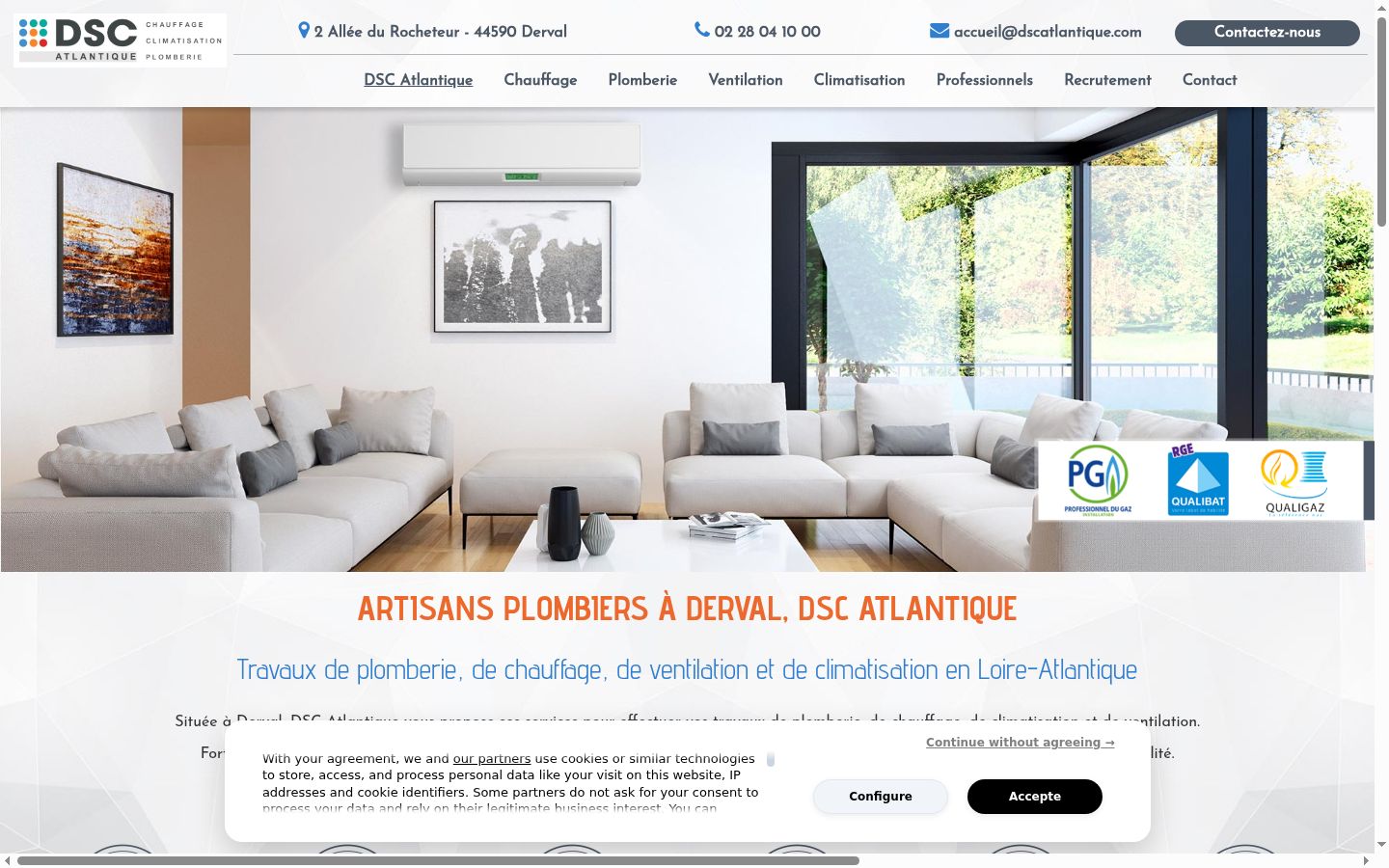 Capture d'écran de la bannière de consentement affichée avant toute interaction