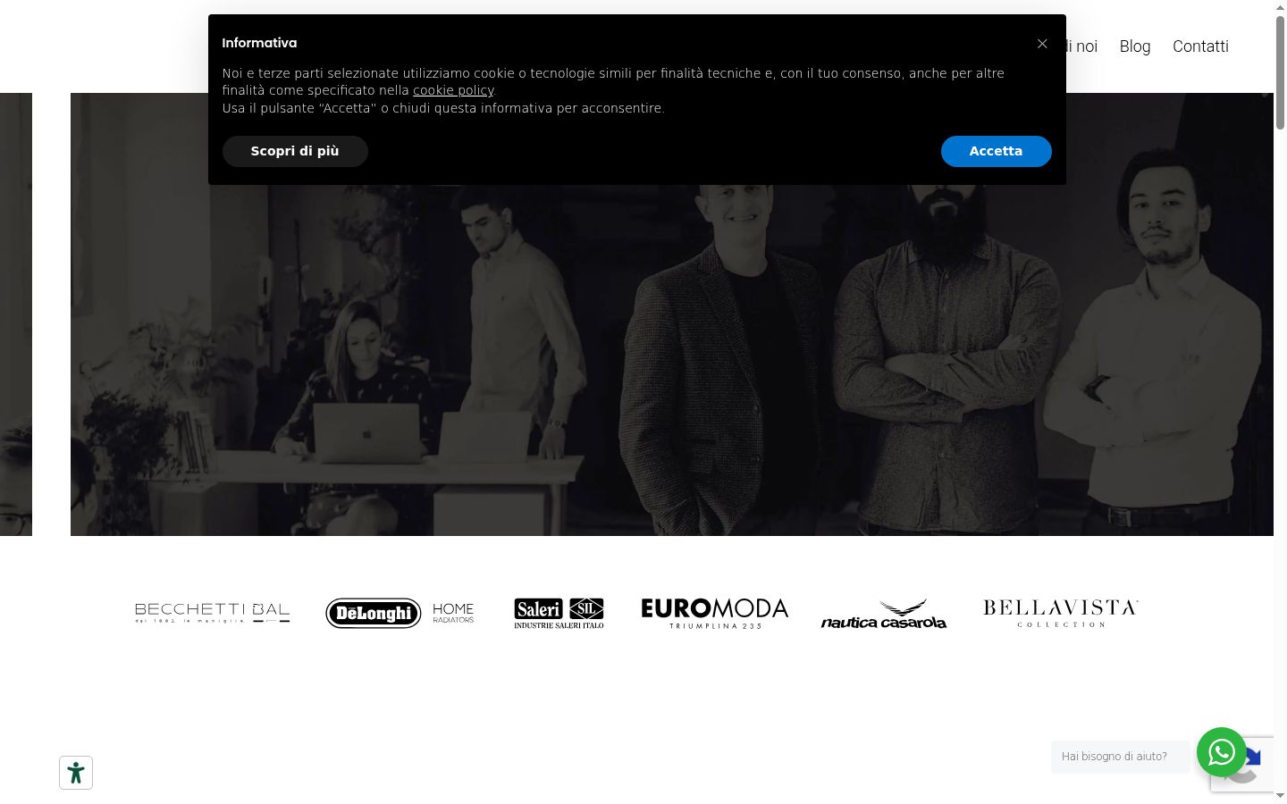 Screenshot del banner di consenso mostrato prima di qualsiasi interazione