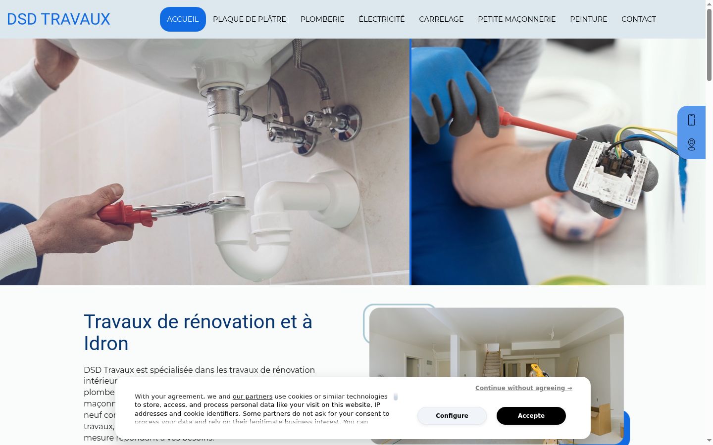 Screenshot del banner di consenso mostrato prima di qualsiasi interazione