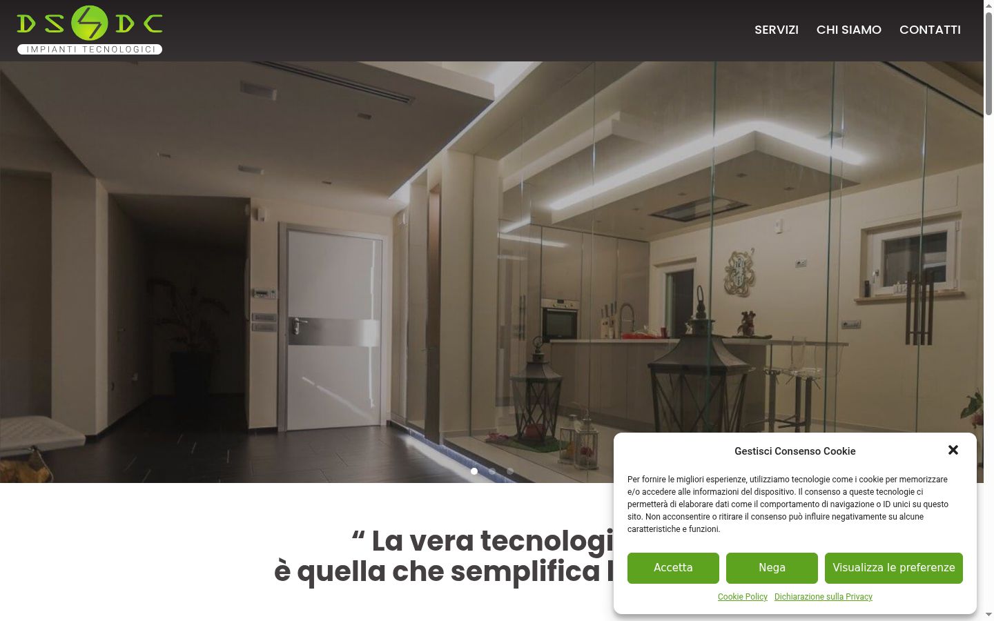 Screenshot del banner di consenso mostrato prima di qualsiasi interazione