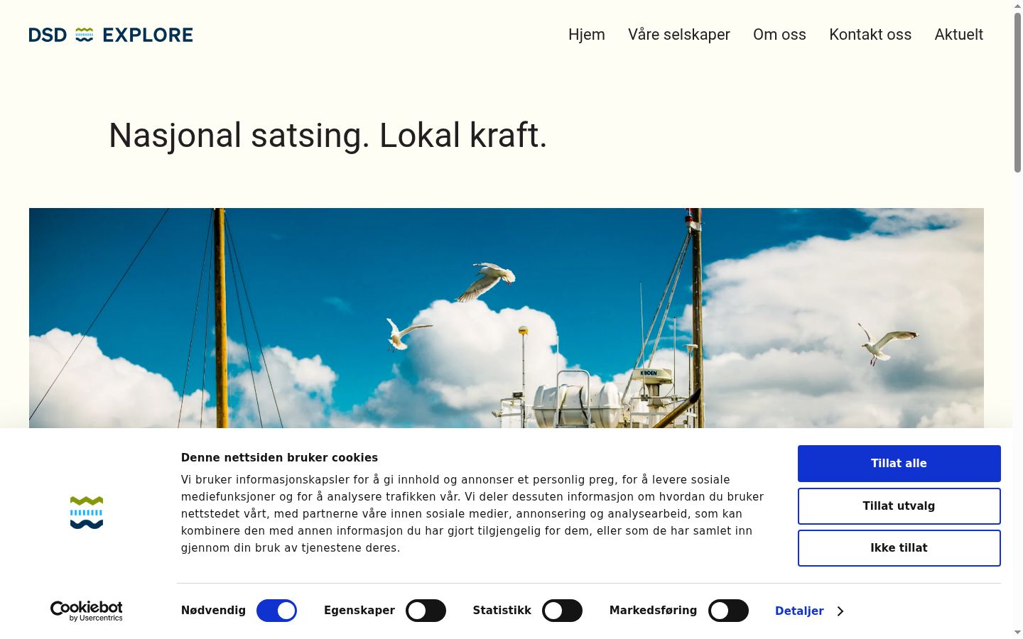 Skærmbillede af samtykkebanneret, som det blev vist før nogen interaktion