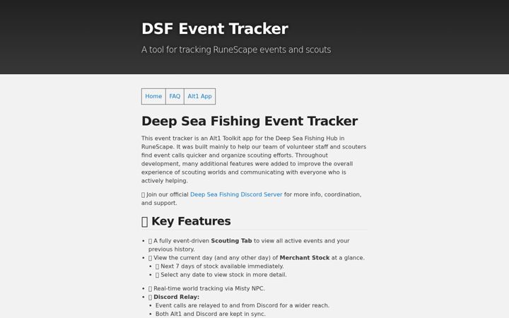 Screenshot of dsfeventtracker.com