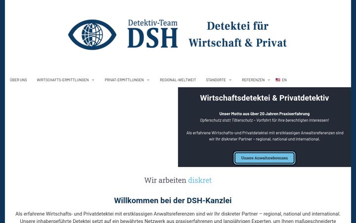 Kuvakaappaus sivustosta dshprotect.de