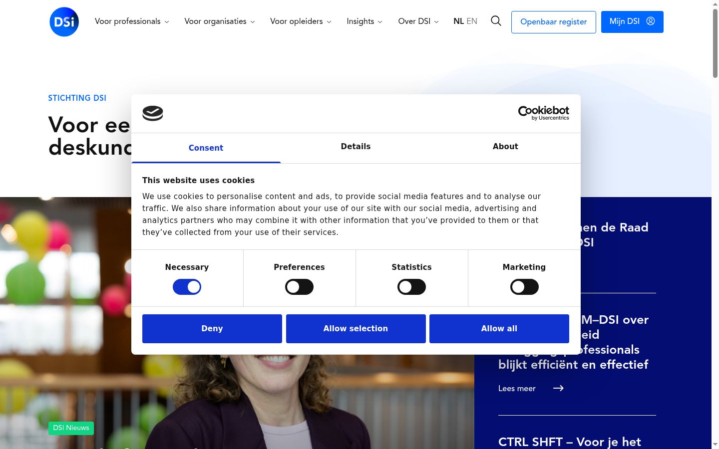 Screenshot tal-banner tal-kunsens muri qabel kwalunkwe interazzjoni