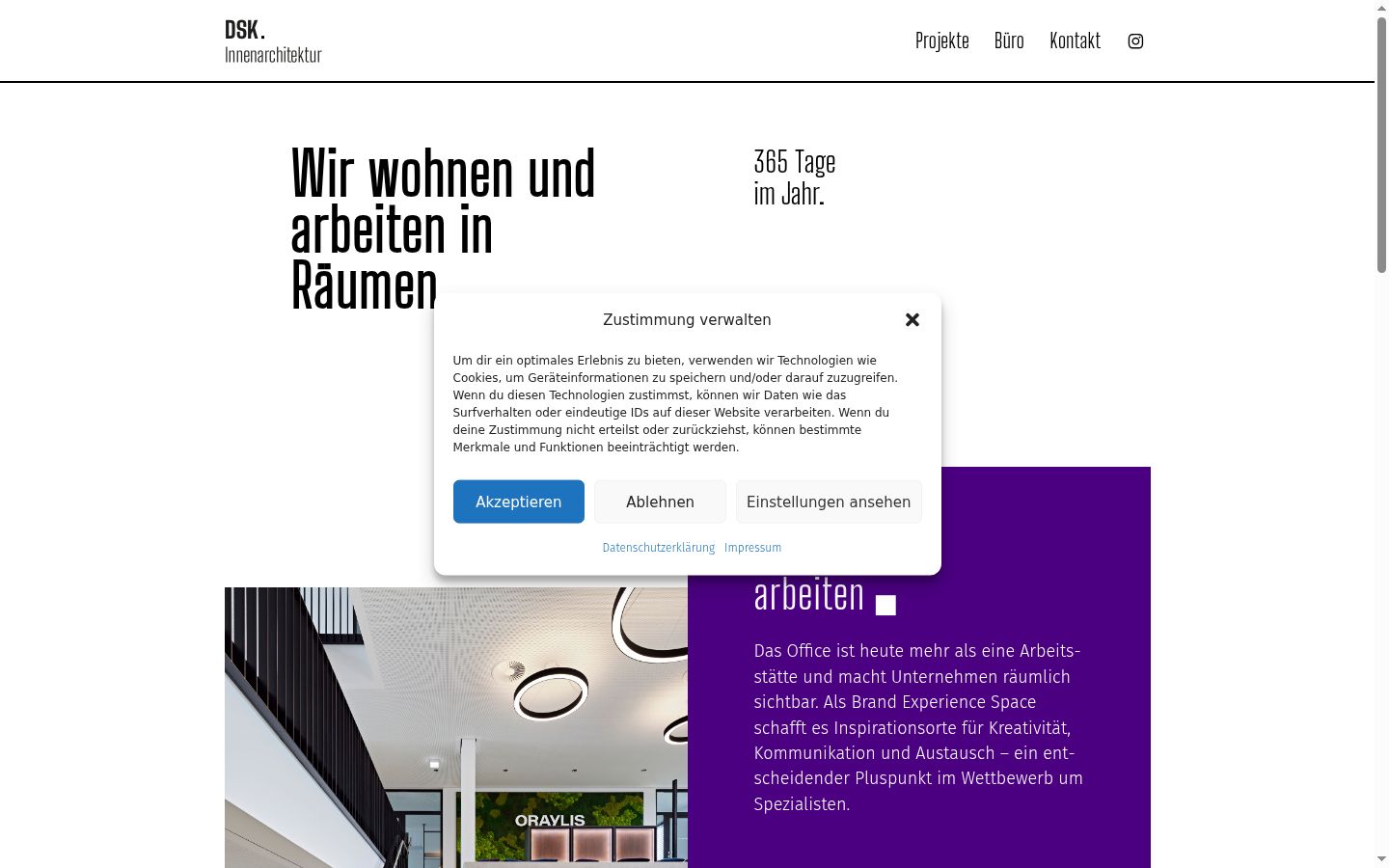 Screenshot des Einwilligungsbanners vor jeglicher Interaktion