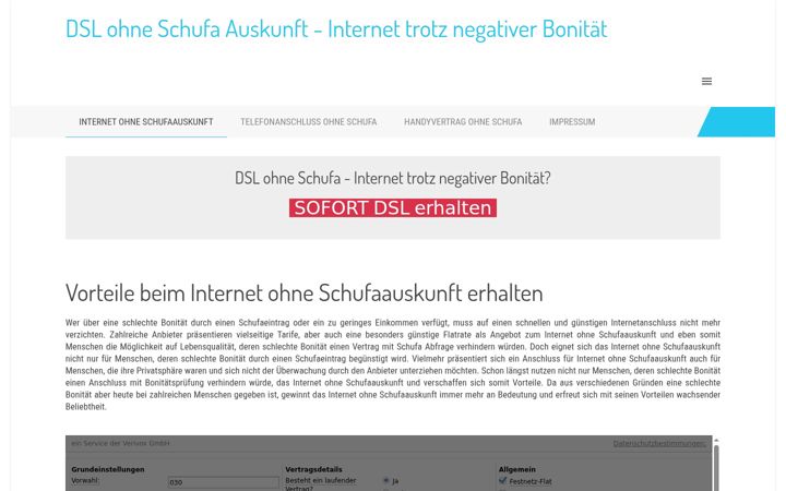 Screenshot ta' dsl-trotz-schufauskunft.de
