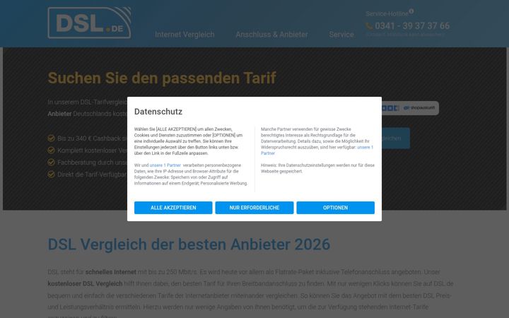 Screenshot of dsl.de