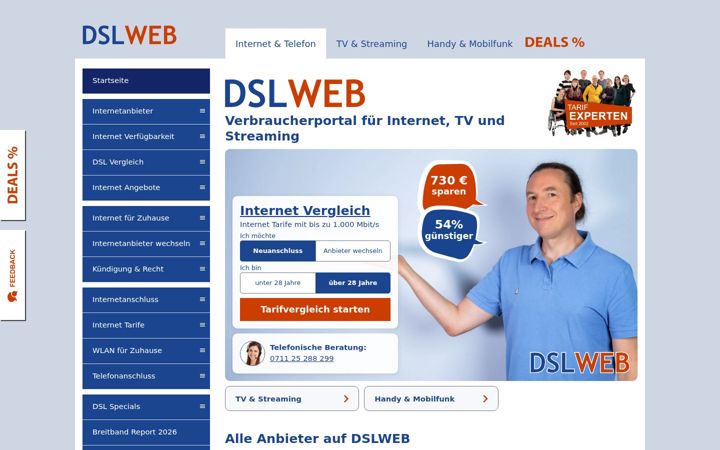 Screenshot of dslweb.de