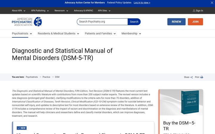 Screenshot of dsm5.org