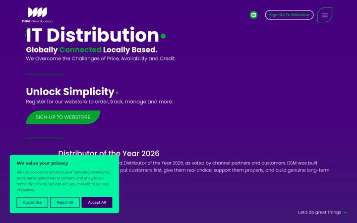 Snímek obrazovky dsmdistribution.ie