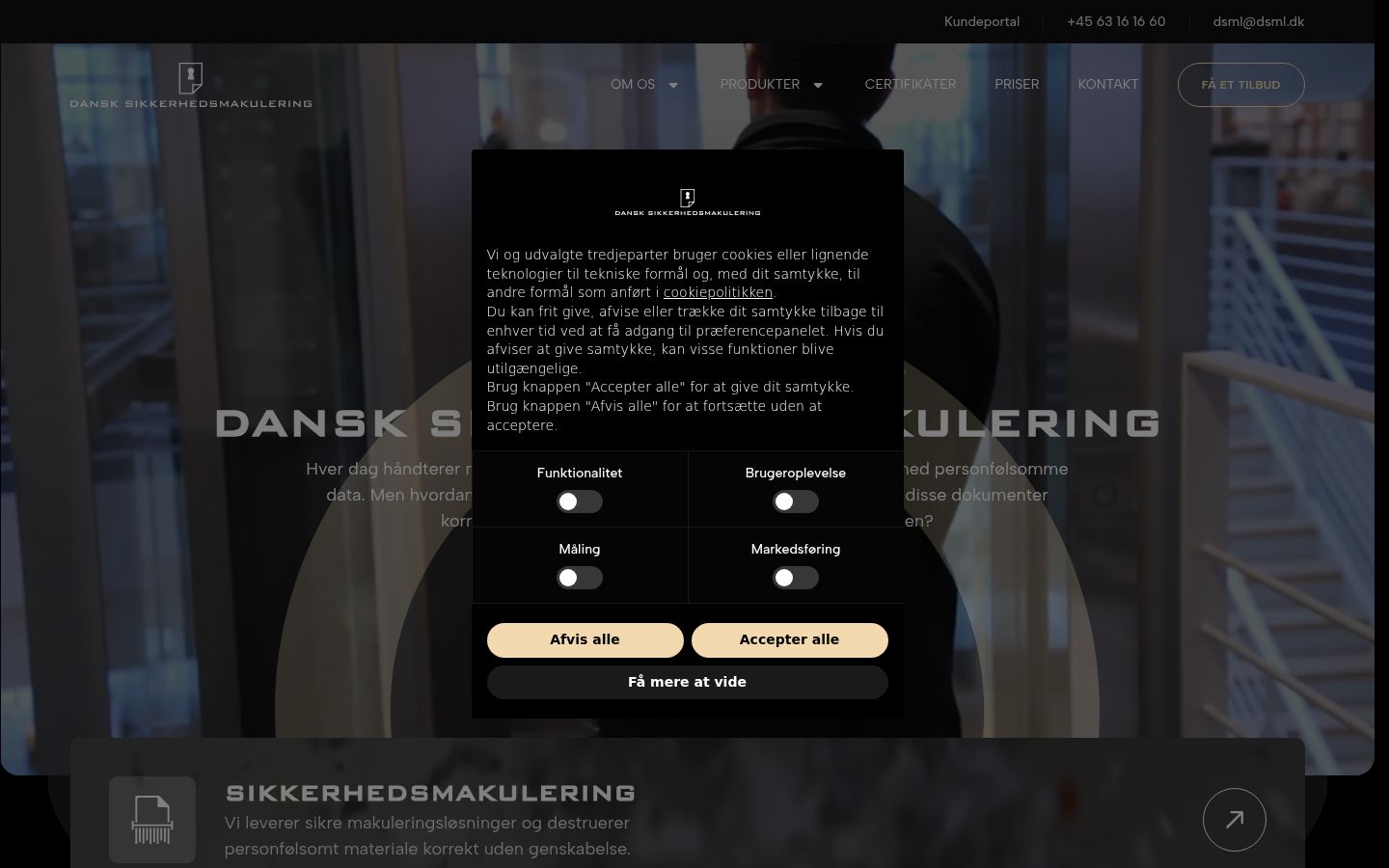 Screenshot του banner συγκατάθεσης που εμφανίστηκε πριν από οποιαδήποτε αλληλεπίδραση