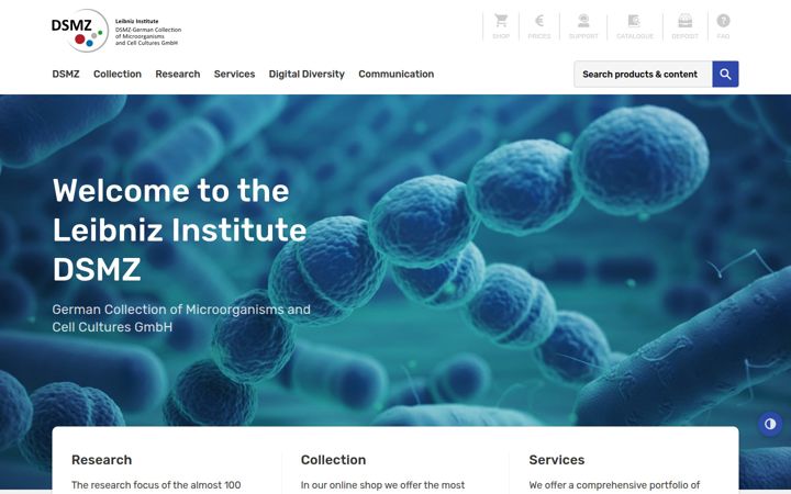 Screenshot of dsmz.de