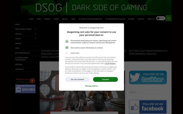 Screenshot of dsogaming.com