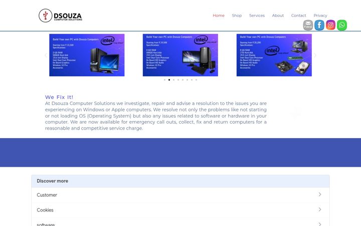 Screenshot of dsouzacomputersolutions.com