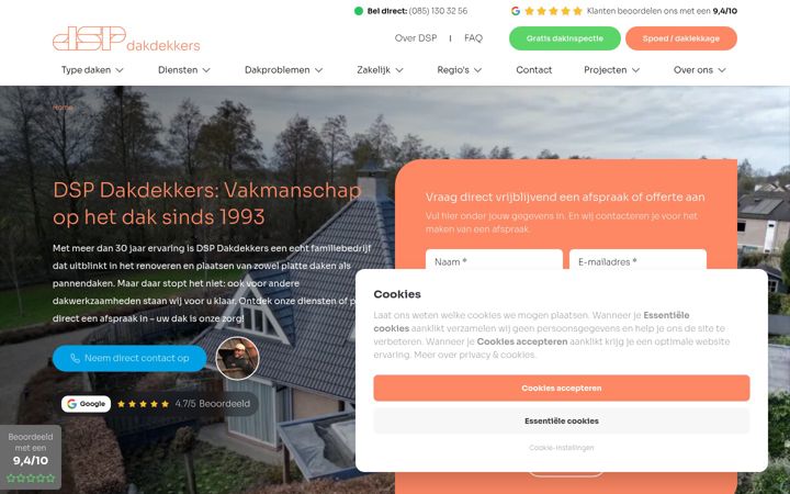 Screenshot di dspdakdekkers.nl