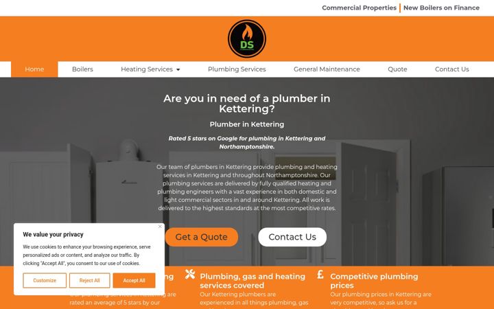 Екранна снимка на dsplumbingandheating.co.uk