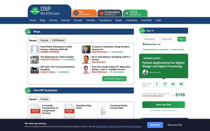 Screenshot von dsprelated.com