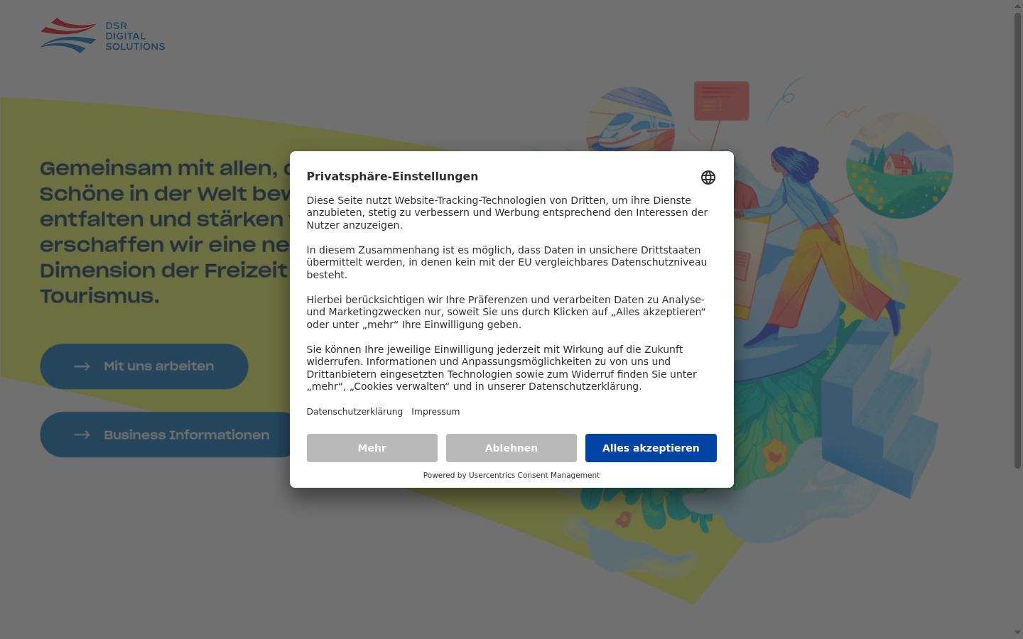 Snímek obrazovky baneru souhlasu zobrazeného před jakoukoli interakcí