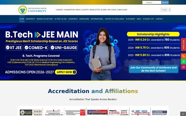 Screenshot of dsu.edu.in