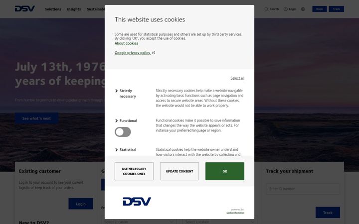 Screenshot van dsv.com