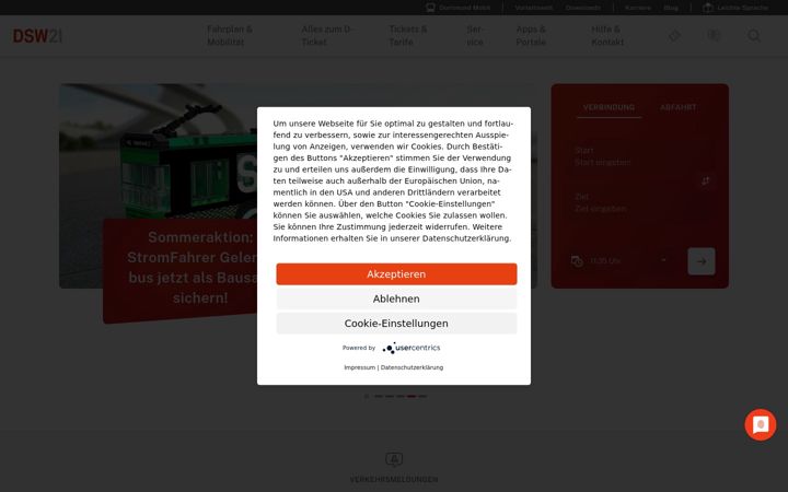 Kuvakaappaus sivustosta dsw.de