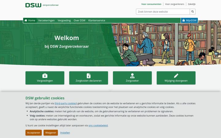 Screenshot of dsw.nl