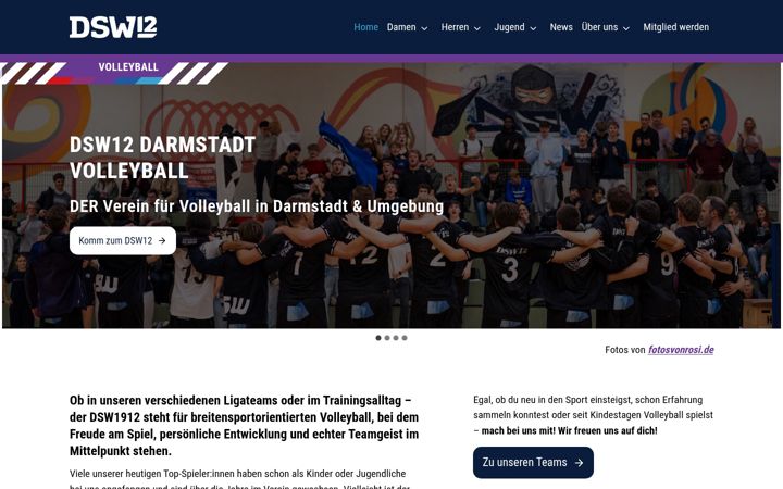 Kuvakaappaus sivustosta dswvolleyball.de